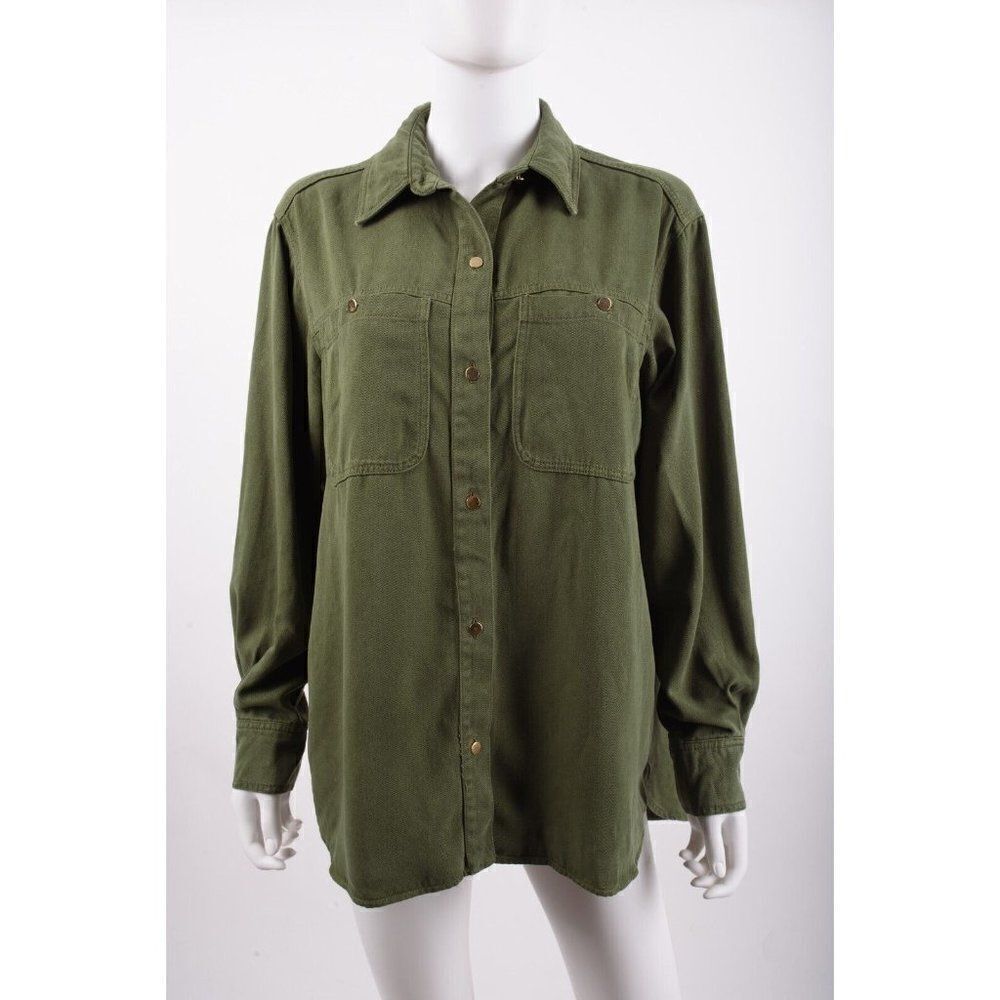 Zara Womens Oversized Button Up Shirt Top Size S Green 9184/332 Nwt